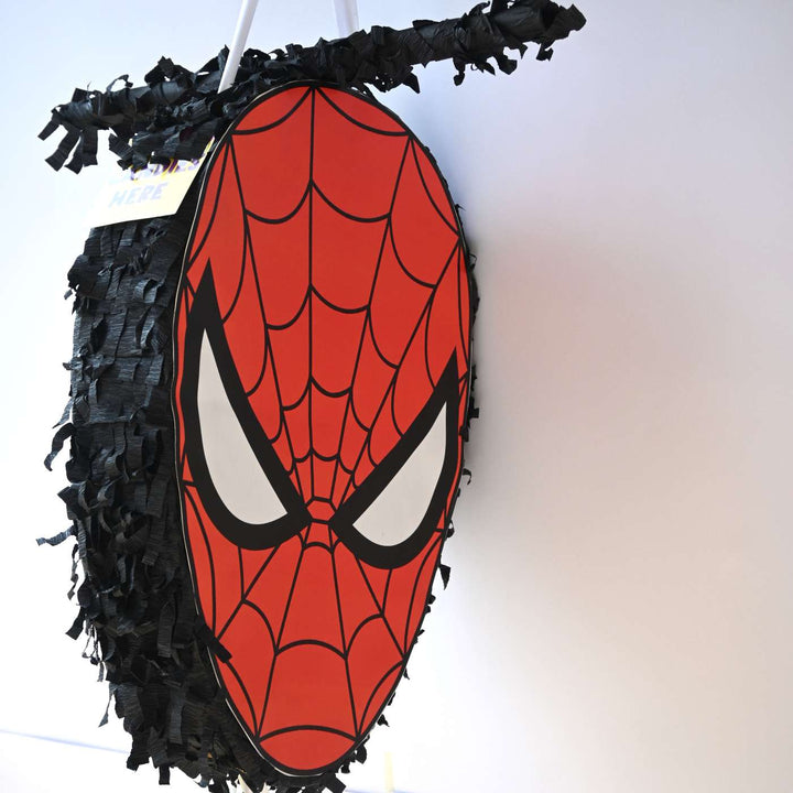 Handmade Spiderman Theme Pull String Pinata With Stick For Birthday Party Decoration