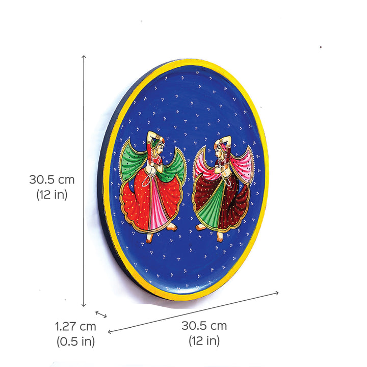 Handpainted Krishna & Gopi MDF Wall Plate | Set of 2