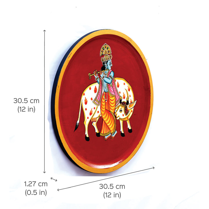 Handpainted Krishna & Gopi MDF Wall Plate | Set of 2