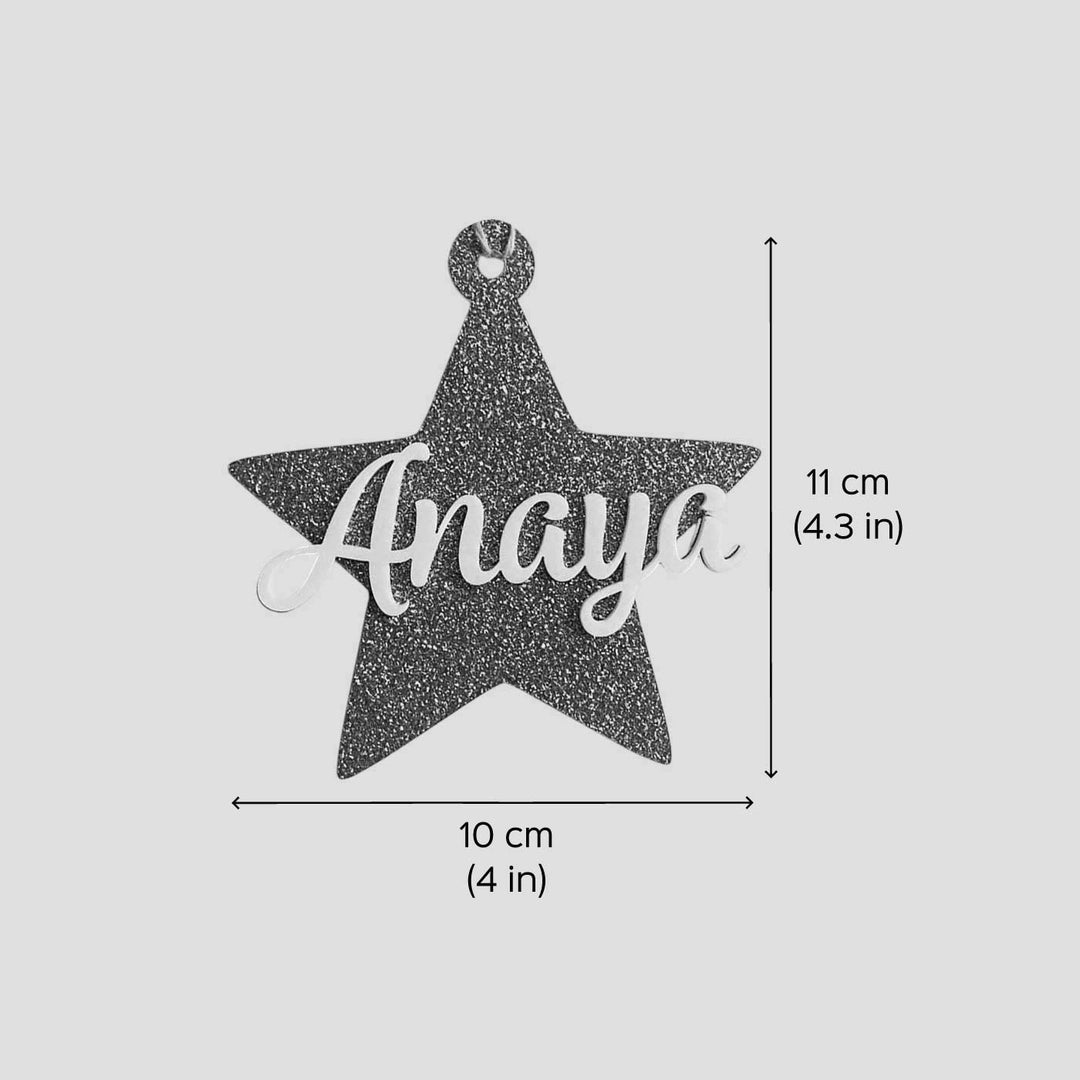 Personalized Glitter Star Acrylic Ornament For Christmas Tree Decoration