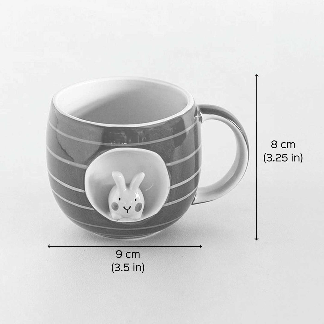 Hand-Painted Striped Bunny Ceramic Mug