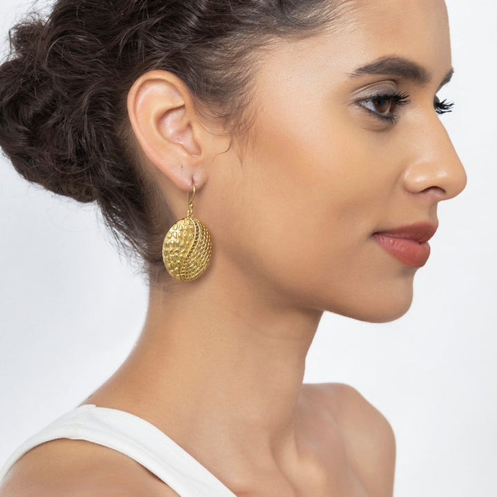 Handcrafted Western Work Wear Gold Plated Brass Earrings