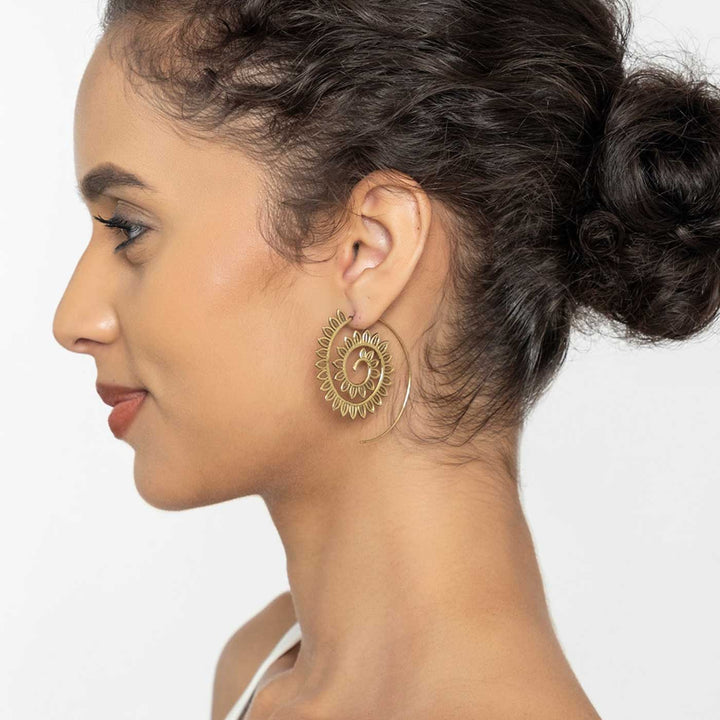 Handcrafted Western Gold Plated Brass Earrings