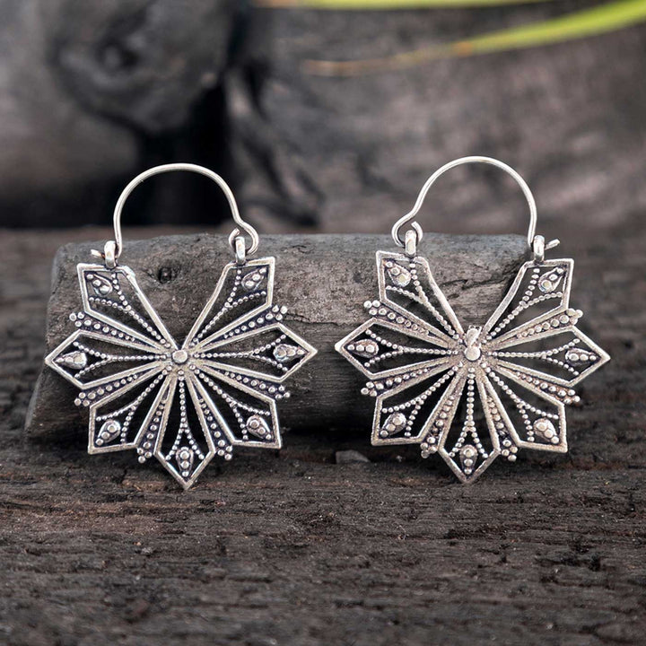 Handcrafted Western Silver Plated Brass Earrings