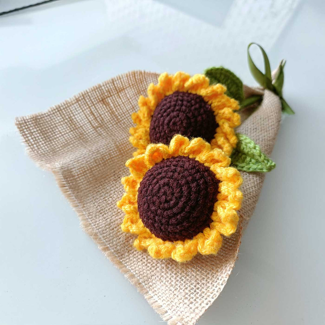 Handmade Crochet Sunflower Bouquet | Set Of 2