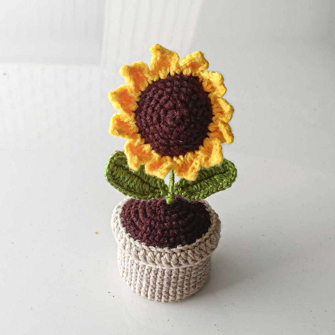 Handmade Crochet Large Sunflower Plant Pot