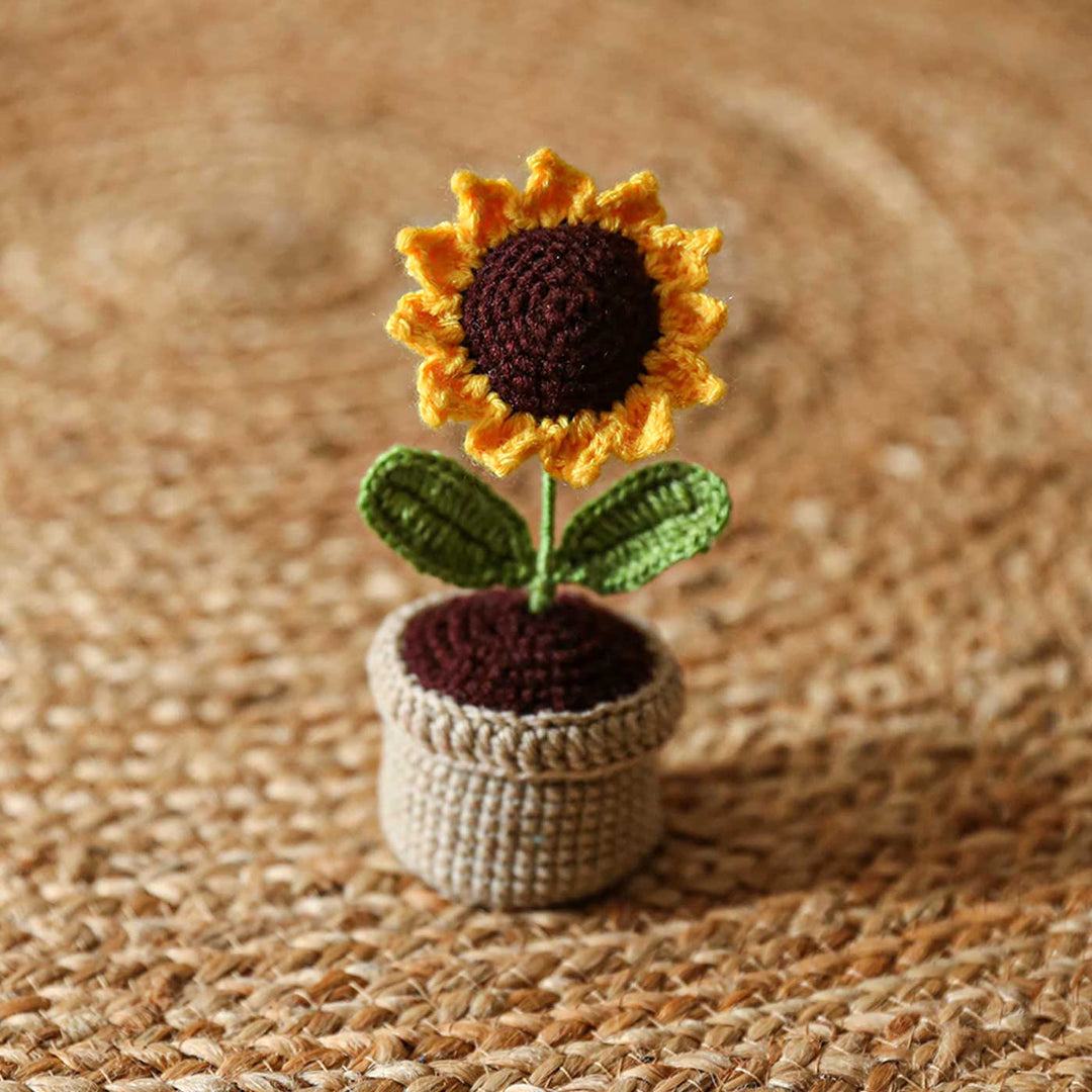 Handmade Crochet Large Sunflower Plant Pot