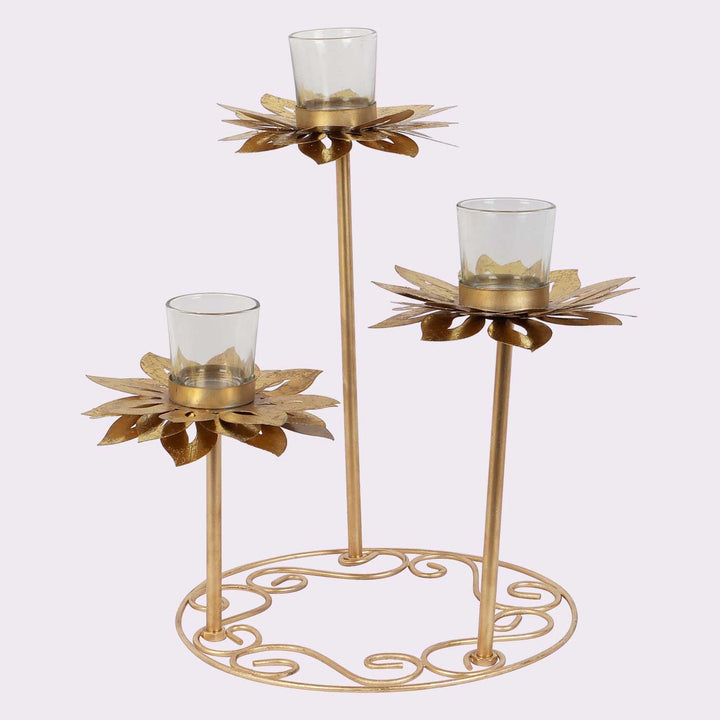 Handmade Sunflower Metal & Glass Tealight Holder