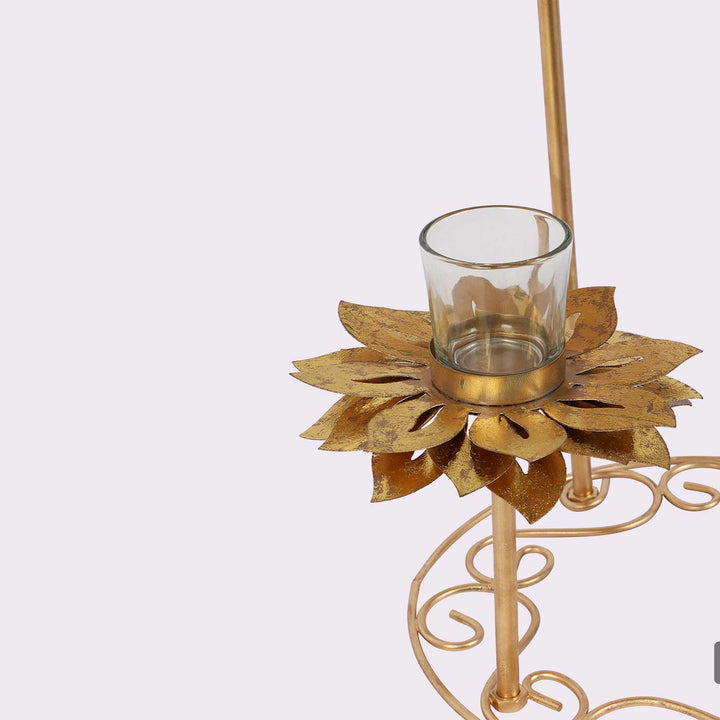 Handmade Sunflower Metal & Glass Tealight Holder