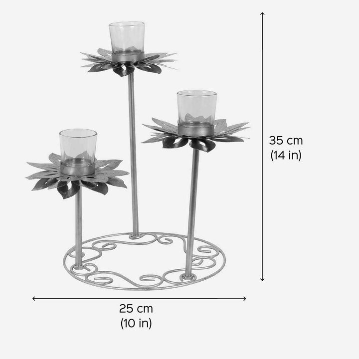 Handmade Sunflower Metal & Glass Tealight Holder