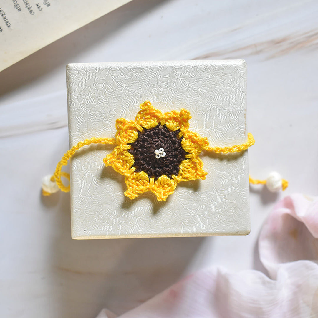 Handmade Crochet Rakhi With Roli Chawal