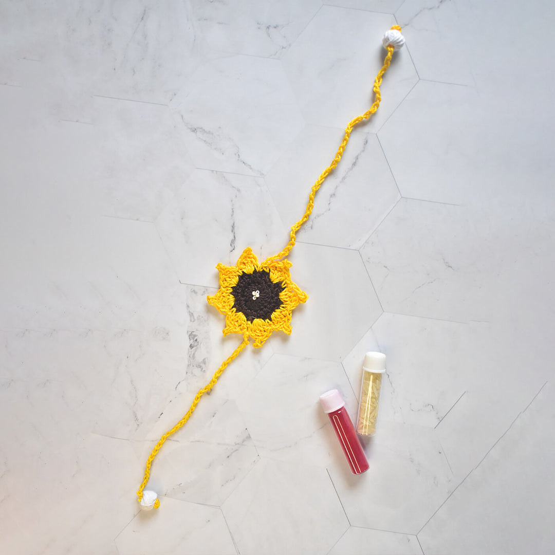 Handmade Crochet Rakhi With Roli Chawal