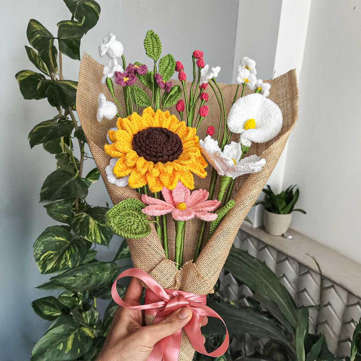 Handmade Crochet Sunshine Flower Bouquet