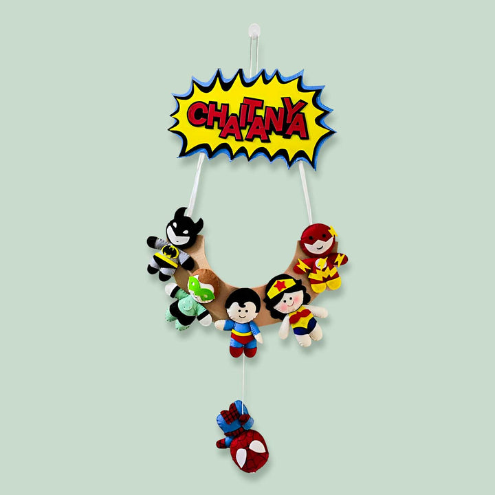 Personalized Superhero Theme Felt Kids Name Plate