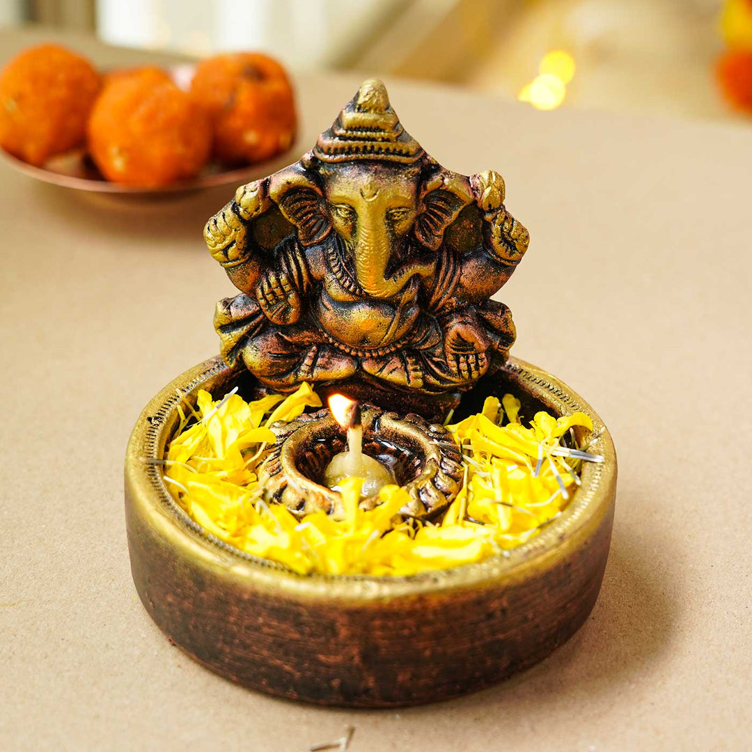 Handmade Ganesh Bowl Terracotta Oil Lamp / Diya