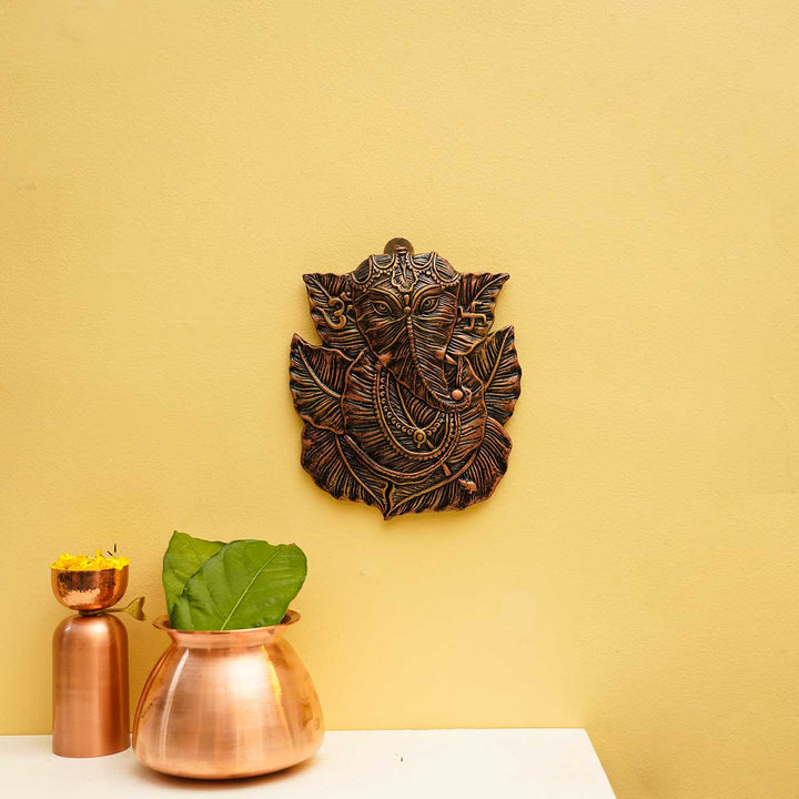 Handmade Ganesh Leaf Terracotta Hanging