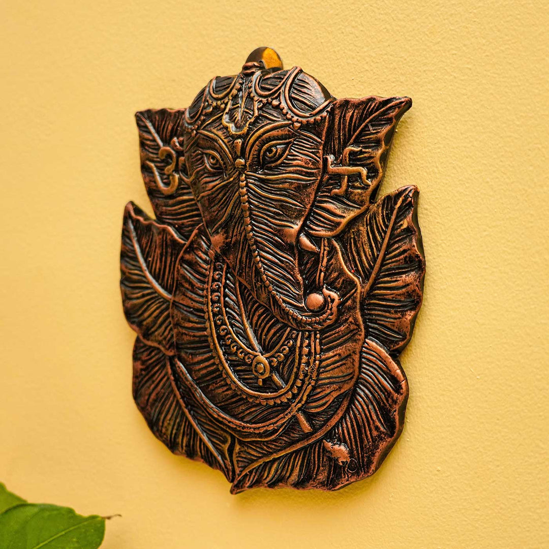 Handmade Ganesh Leaf Terracotta Hanging