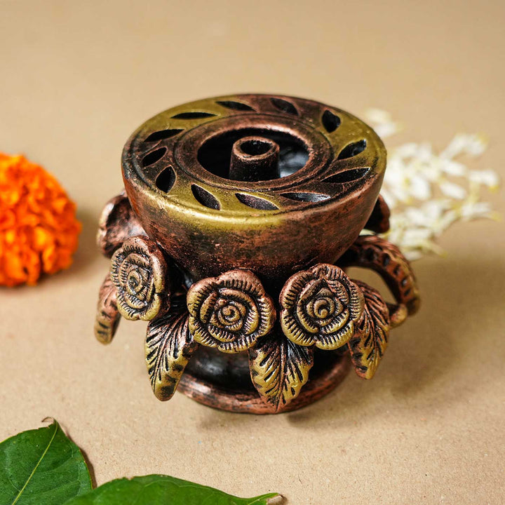 Handmade Lotus Terracotta Akhand Jyot Diya / Oil Lamp