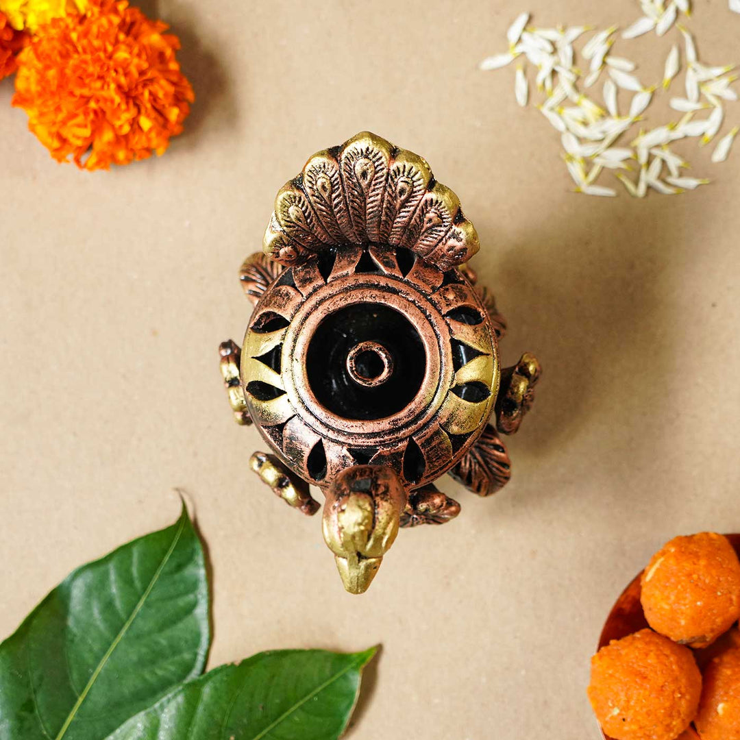 Handmade Peacock Terracotta Akhand Jyot Diya / Oil Lamp