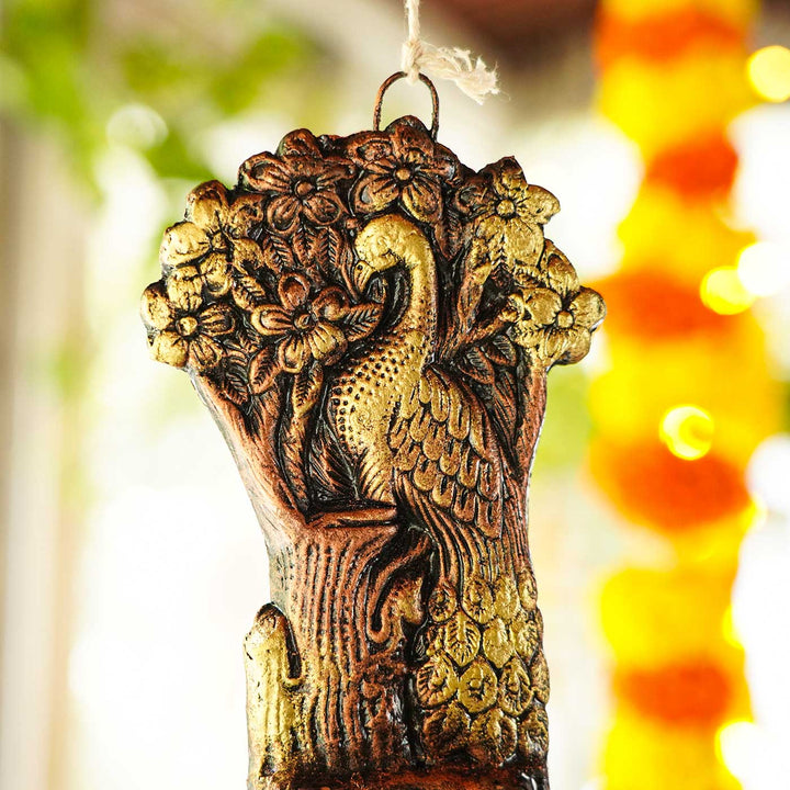 Handmade Tree & Peacock Terracotta Hanging | Set Of 2