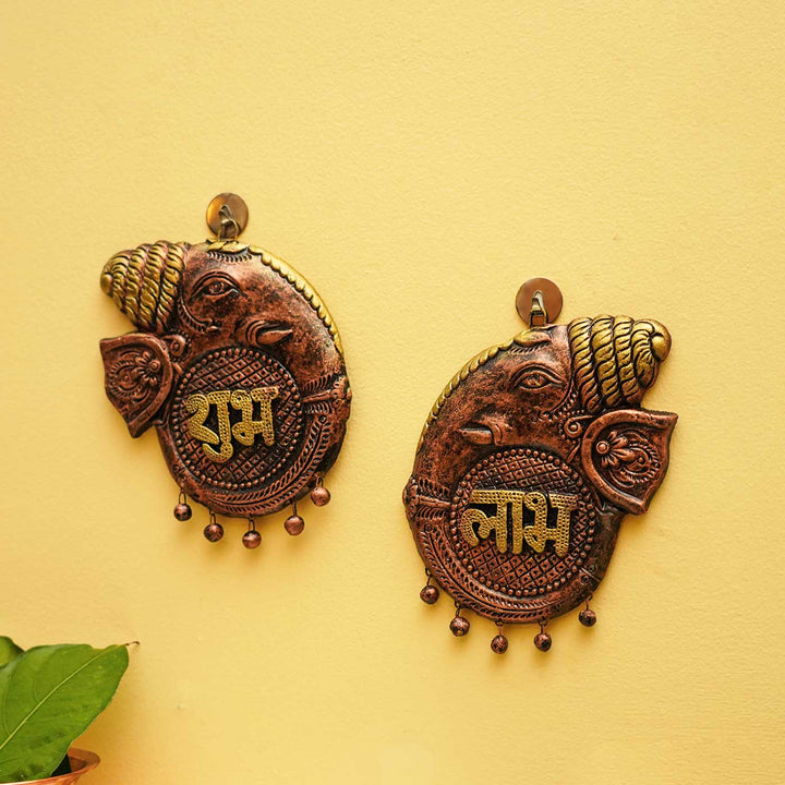 Handmade Ganesha Shubh Labh Terracotta Hanging | Set Of 2