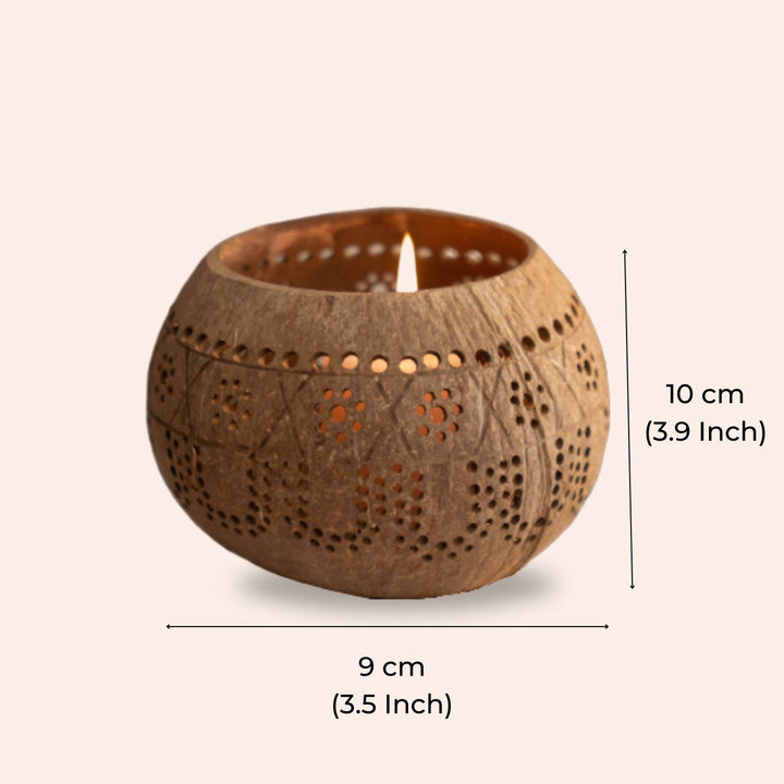 Eco-friendly Coconut Shell Tealight Holder I Tropical