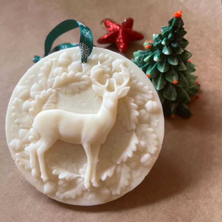 Handmade White Reindeer Scented Wax Sachet & Ornament For Christmas Decoration