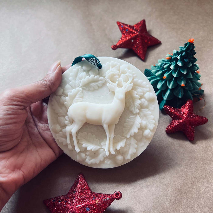 Handmade White Reindeer Scented Wax Sachet & Ornament For Christmas Decoration