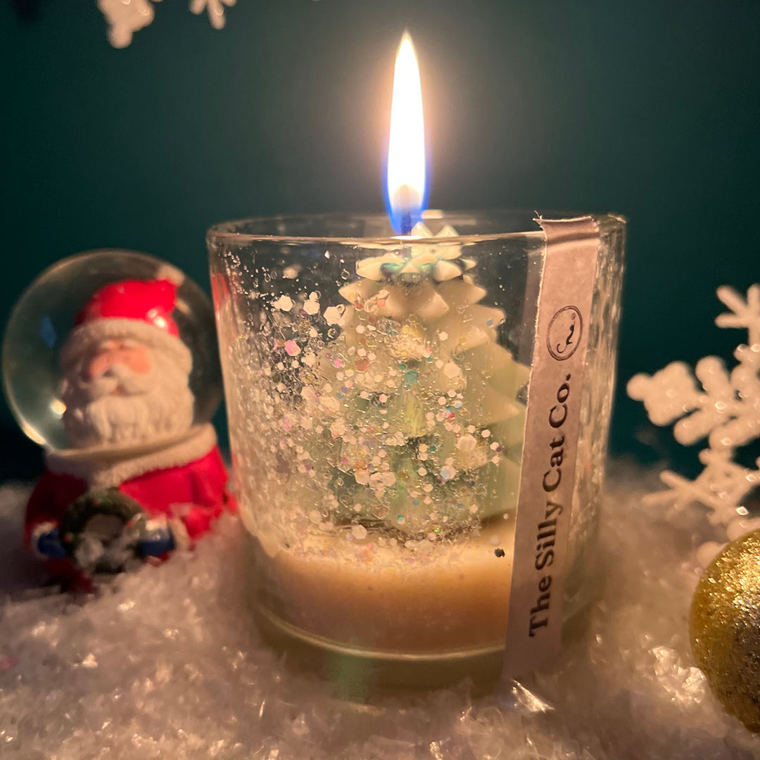 Handmade Xmas Tree Wax Candle With Jar For Christmas Decoration