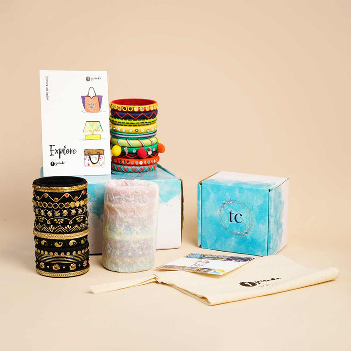 Multicolor Handcrafted Ekta Embroidered Bangles | Set of 10
