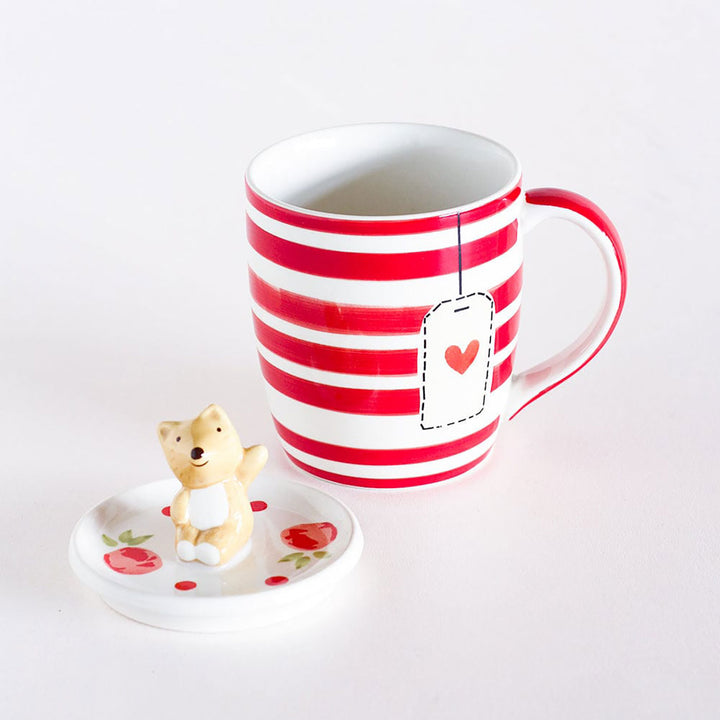 Hand-Painted Tea Time Bunny Mug With Lid