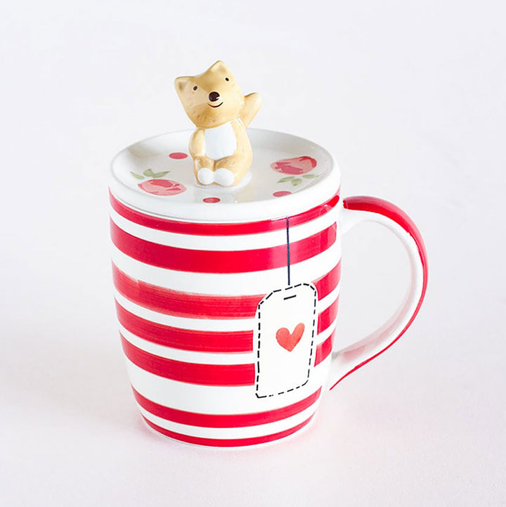 Hand-Painted Tea Time Bunny Mug With Lid