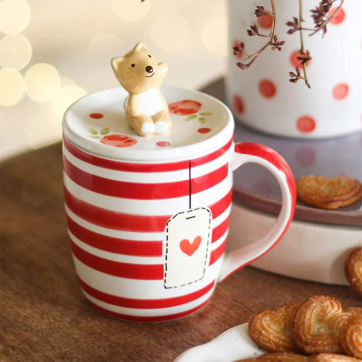 Hand-Painted Tea Time Bunny Mug With Lid