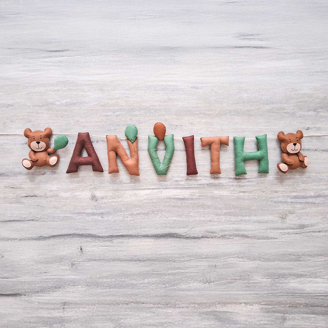 Personalized Teddy Themed Felt Bunting For Kids