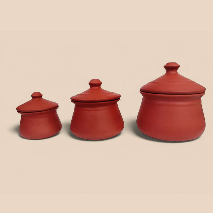 Handmade Morrocan Terracotta Serving Handi / Pot | Set Of 3