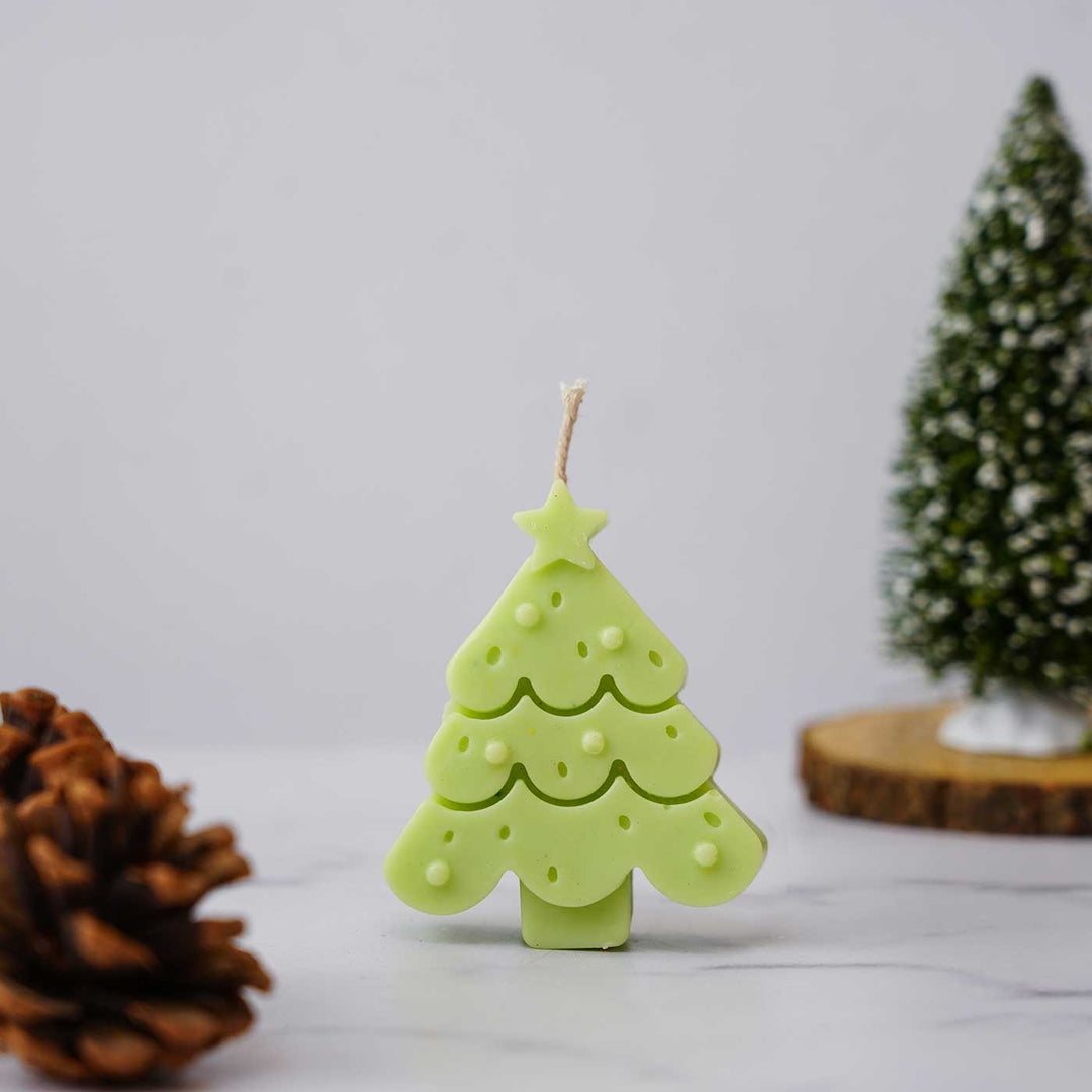 Decorative Christmas Tree Vanilla Scented Soy Wax Candle | Pack of 3