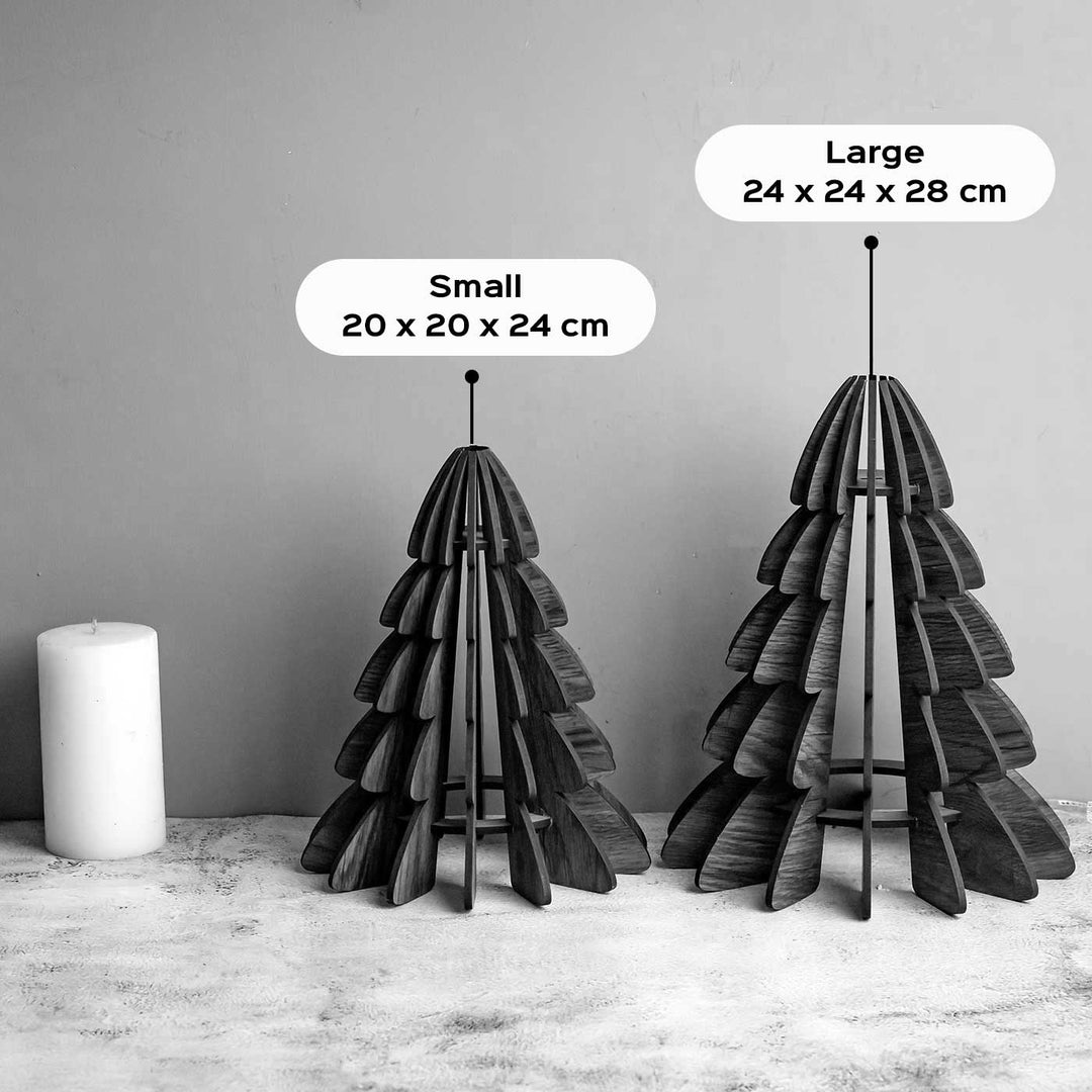 Handmade Pine Wood Woodland Christmas Tree Table Decor | Set Of 2