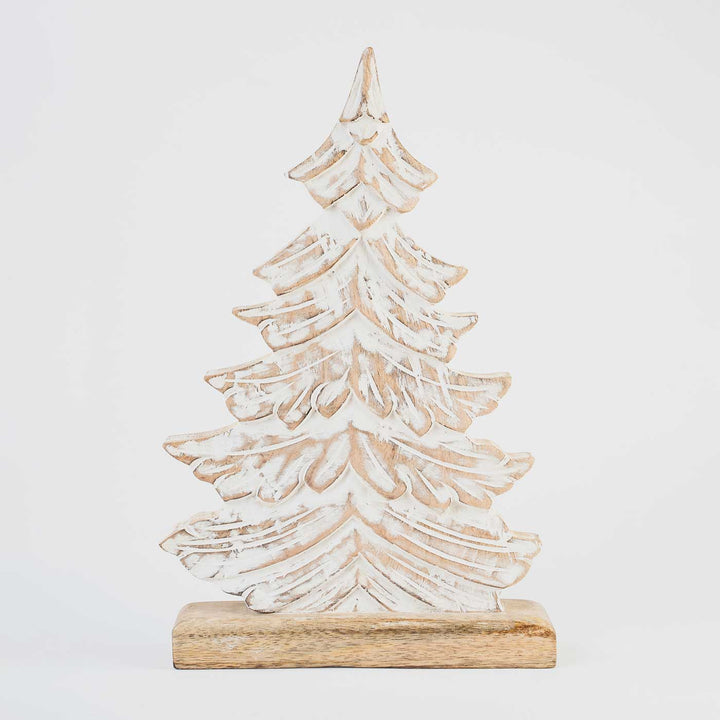 Handmade Rustic White Mango Wood Christmas Tree Table Decor