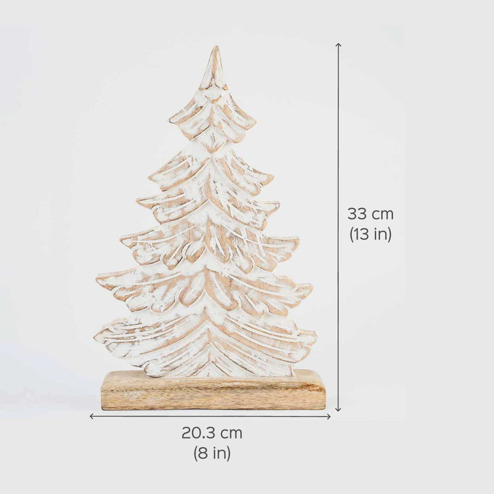 Handmade Rustic White Mango Wood Christmas Tree Table Decor