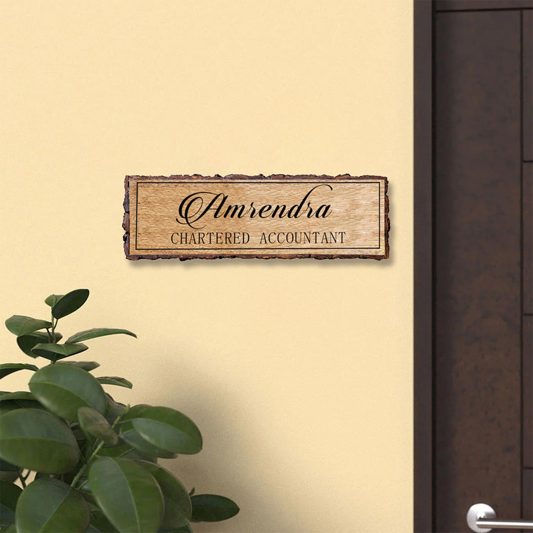 Handcrafted Mango Wood Personalized Name Plate For Chartered Accountant