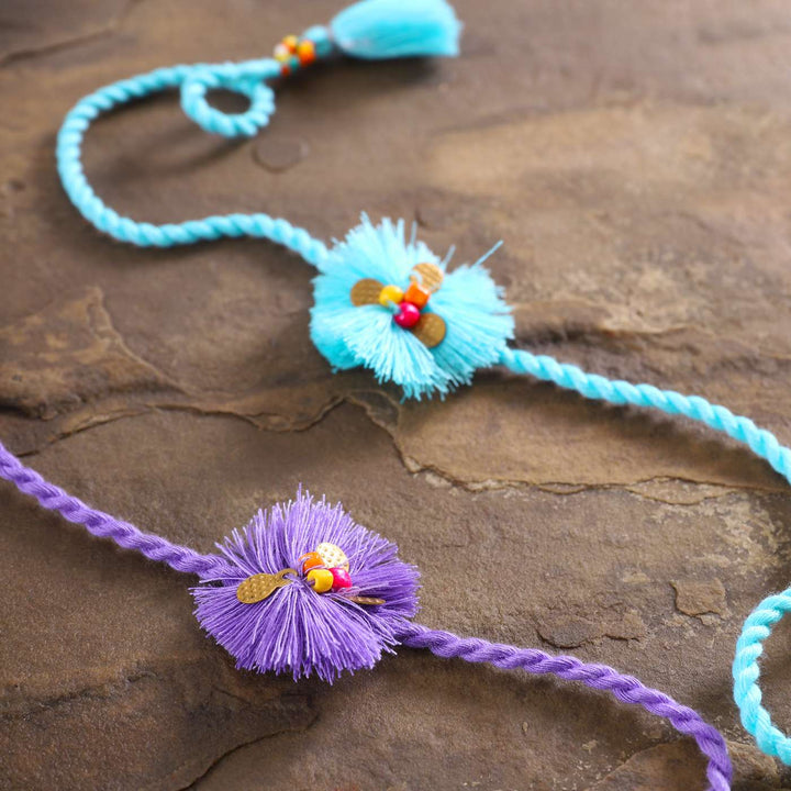 Handmade Threads Cotton Rakhi With Roli Chawal | Set of 2