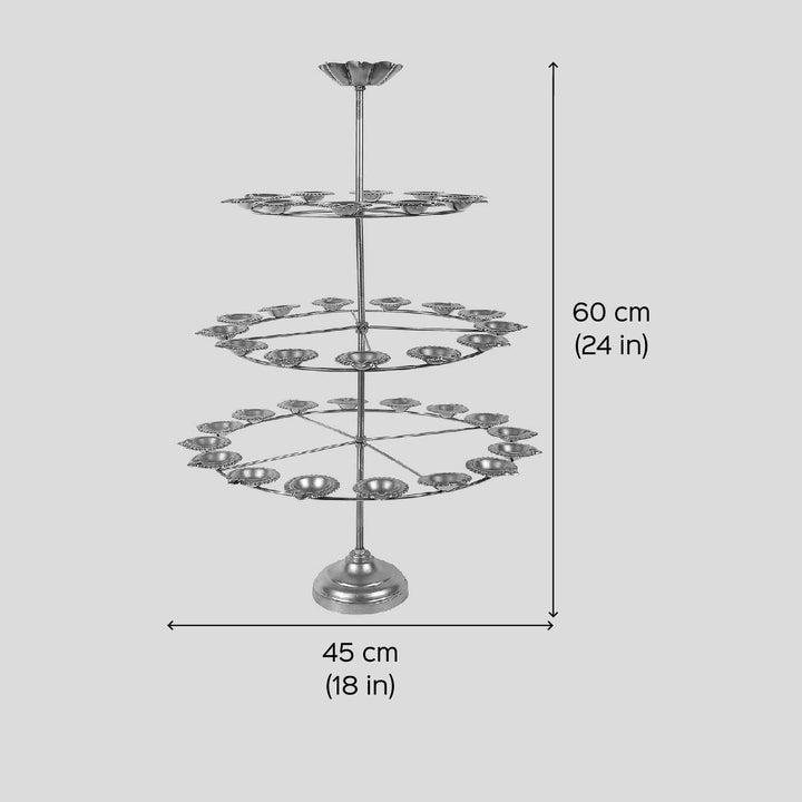 Handmade Three Layer 40 Diya Tealight Holder With Detachable Stands