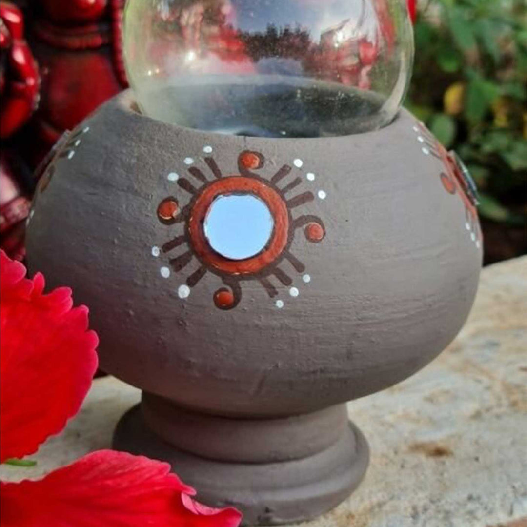 Handmade Grey Terracotta Oil Lamp / Diya | Set Of 2