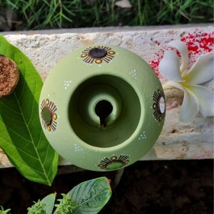 Handmade Light Green Terracotta Oil Lamp / Diya | Set Of 2