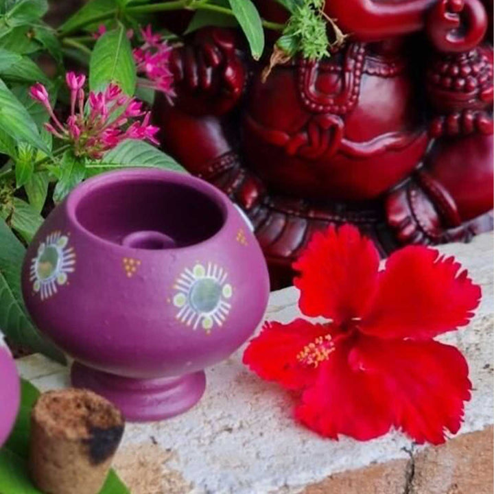 Handmade Prurple Terracotta Oil Lamp / Diya | Set Of 2