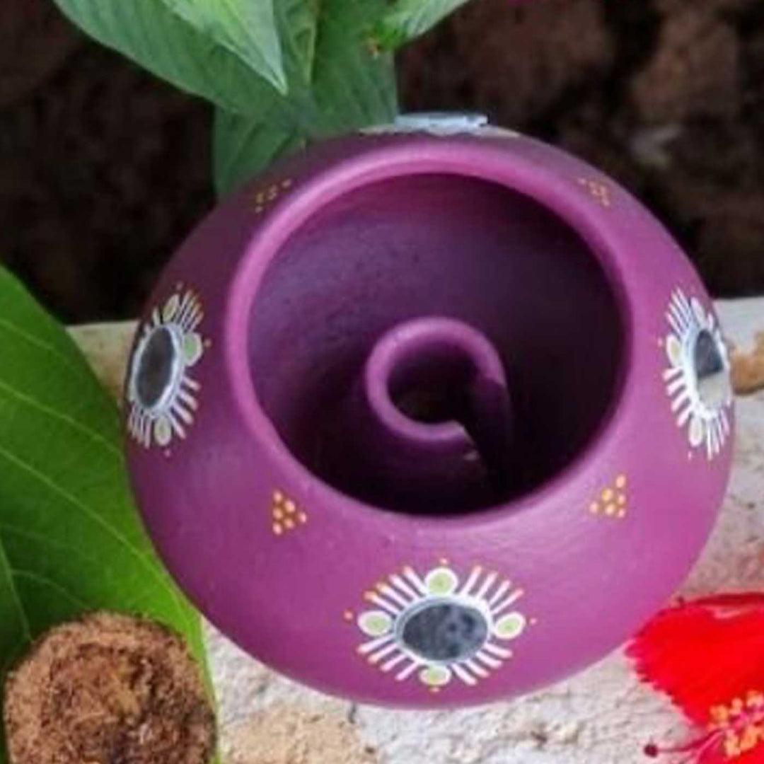 Handmade Prurple Terracotta Oil Lamp / Diya | Set Of 2