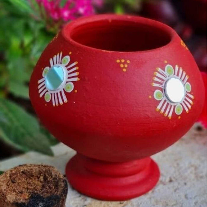 Handmade Red Terracotta Oil Lamp / Diya | Set Of 2