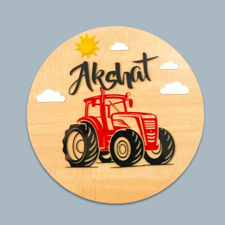 Personalized Tractor Triumph Theme Acrylic Kids Name Plate