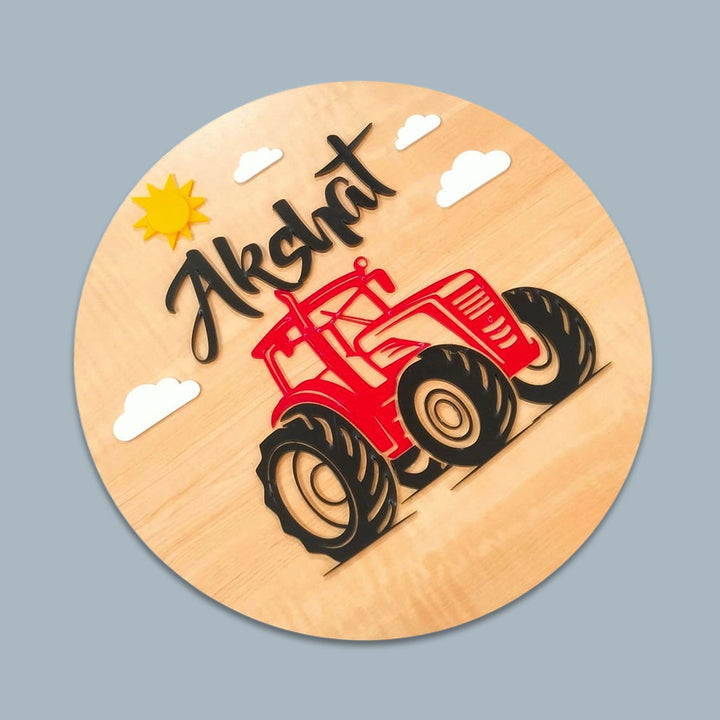 Personalized Tractor Triumph Theme Acrylic Kids Name Plate