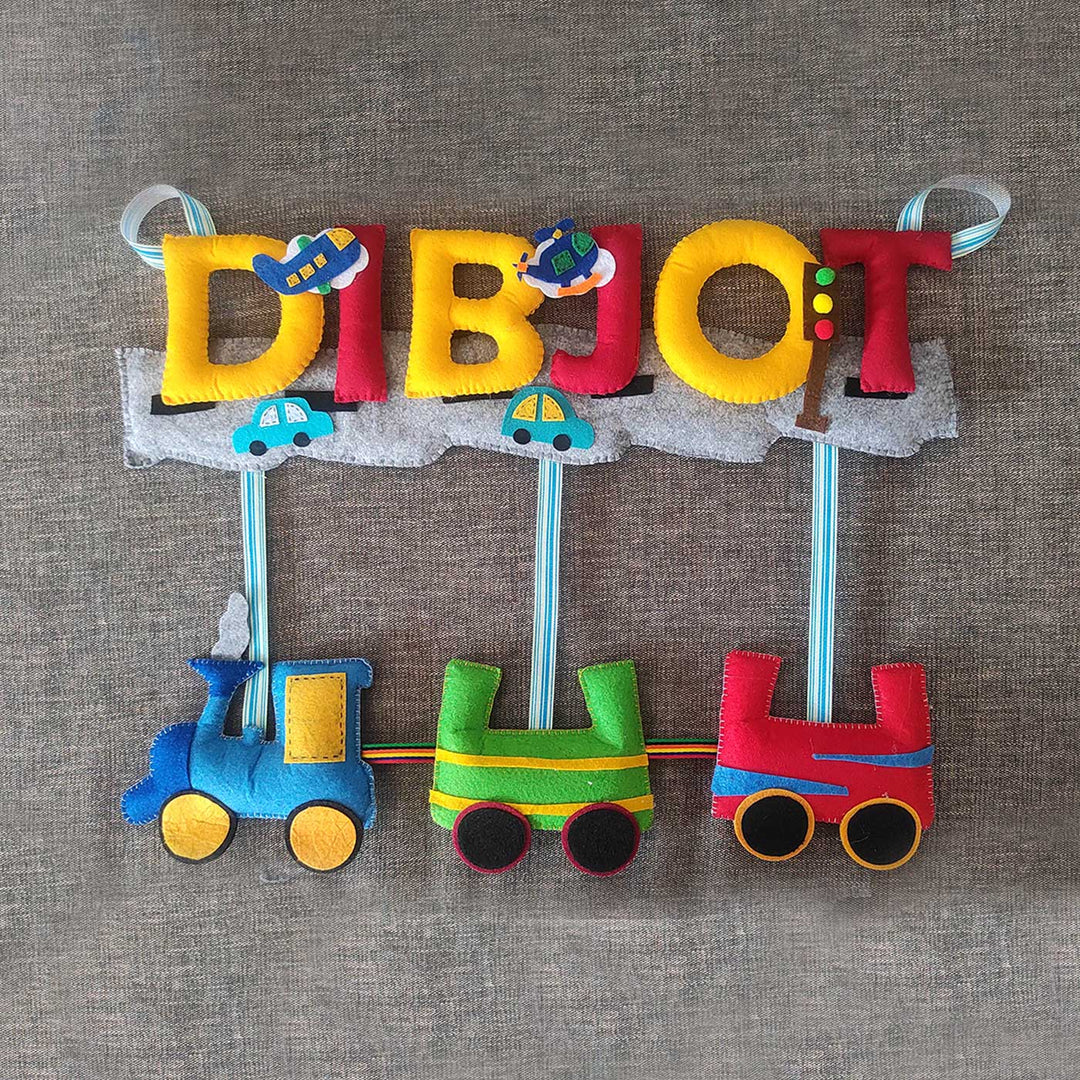 Personalized Handmade Train Theme Felt Name Plate